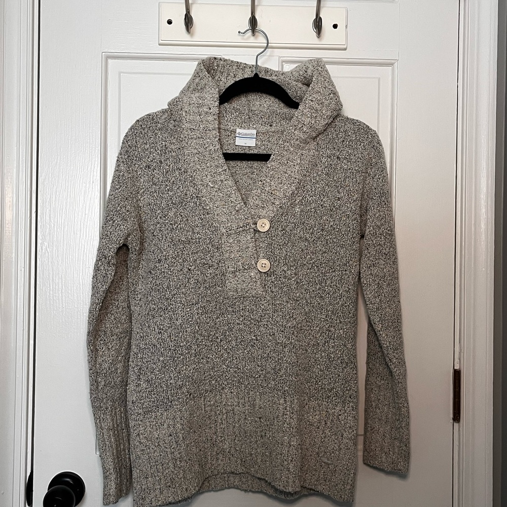 Columbia Heathered Gray Cowl Neck Sweater